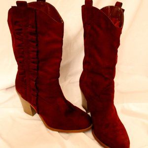 KENSIE GIRL MAYLISA FAUX SUEDE BOOTS WITH SIDE RUFFLES *** Size 8